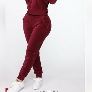 Fashion Nova Burgundy Velour Jogger Set